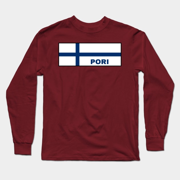 Pori City in Finnish Flag Long Sleeve T-Shirt by aybe7elf